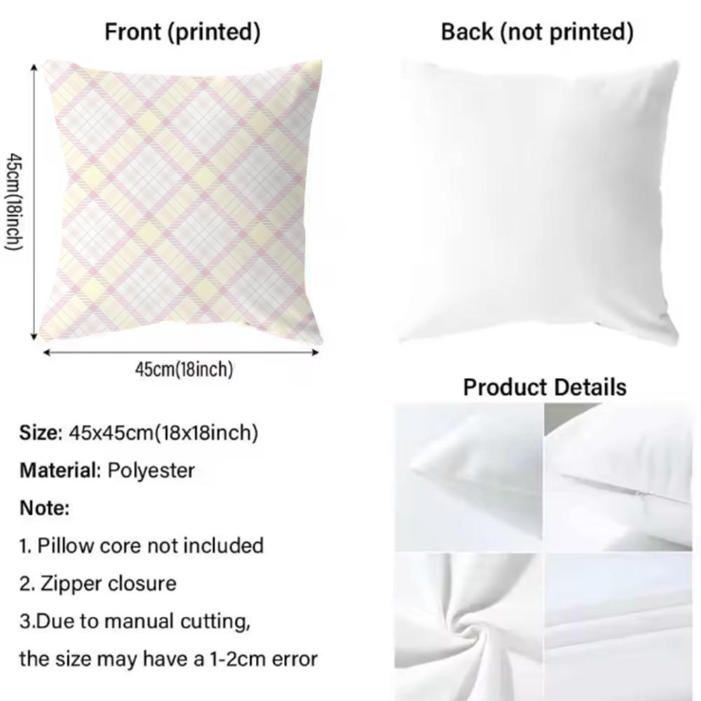 Simple Checkered Pattern Cushion Cover Comfortable Reversible Pillow Cover Ideal For Car Sofa Bedroom & Beyond