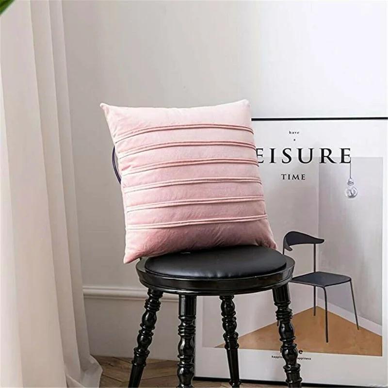 A Pair Luxury Velvet Applique Cushion Covers Home Decor Striped Throw Pillow Cases 45x45cm/30x50cm