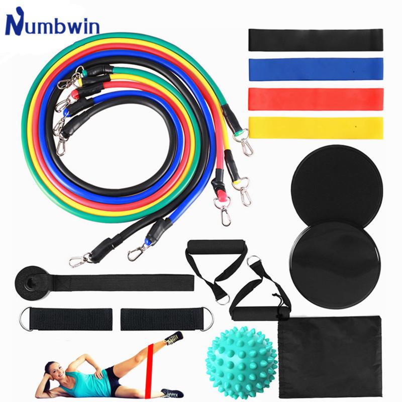 18-Piece Fitness Set: Resistance Bands, Gliding Discs, Latex Loops, Spiky Ball