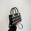 Versatile Plaid Square Shoulder Bags for Women Minimalist Ladies Adjustable Crossbody Bag Textured Female Purse Phone Handbags