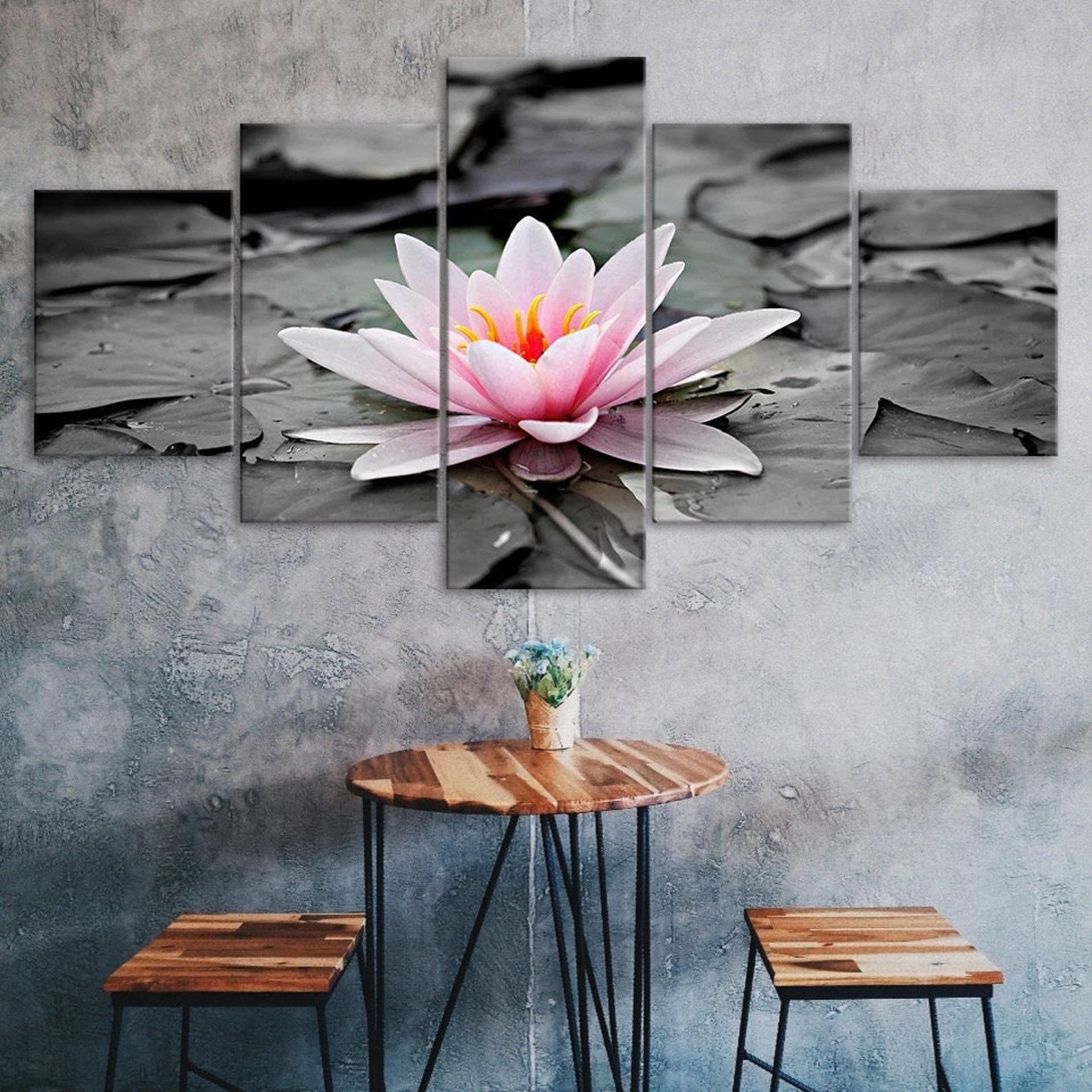 

Water Lily Flower 5 Piece Canvas Wall Art Multi Panel Print Modern Room Poster Home Decor Picture Gift For Him For Her 20X35 20X45 20X55CM