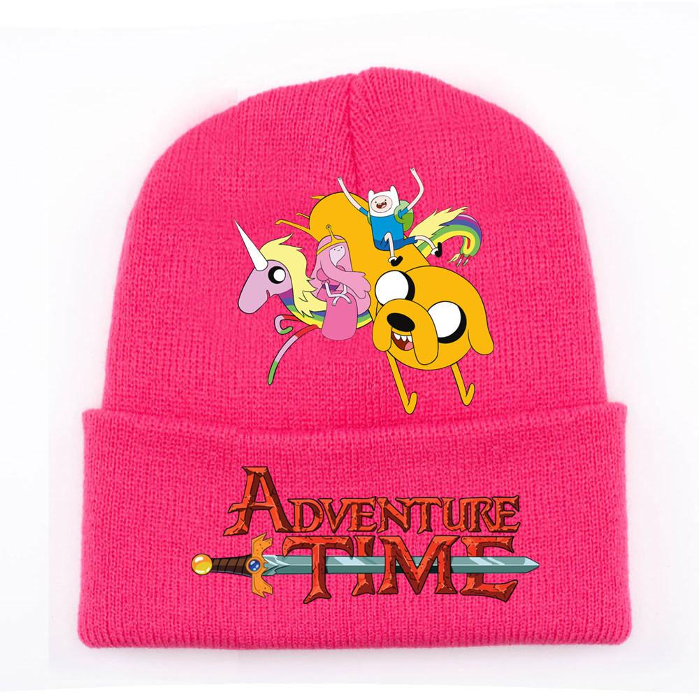 Adventure Time Cartoon Print Acrylic Knit Hat Winter Warm Unisex Beanie For Adults Teens