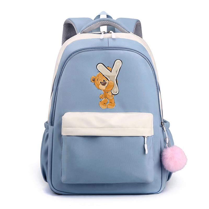 

Мультяшний маленький ведмедик 26 англійських літер рюкзак дитячий шкільний рюкзак студент дівчина-підліток назад до школи рюкзак дитяча дорожня сумка