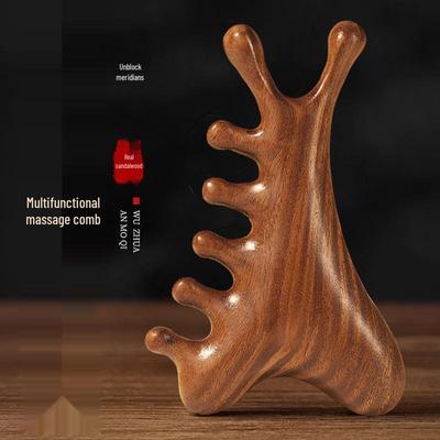 Multifunctional Sandalwood Massage Comb: Meridian Unblocking, Gua Sha, and Scalp Acupressure