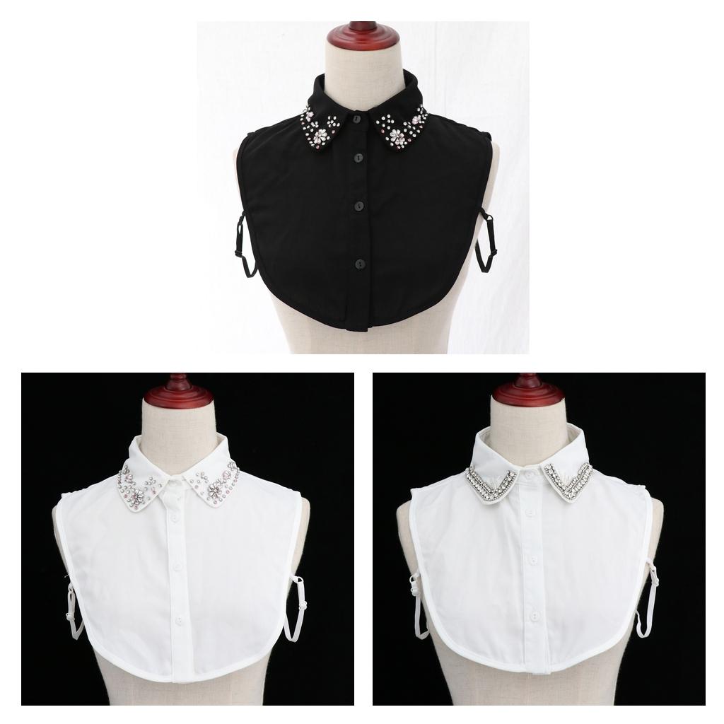 Chiffon Fake Detachable Collar Pin White Half Blouse Shirt False Collar for Women Elegant Outfit