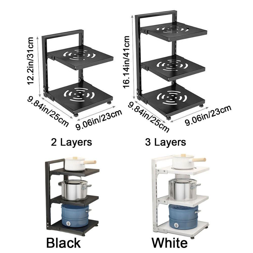 Adjustable Cabinet Layered Pot Rack Carbon Steel Pot Storage Rack Sink Storage Organizer  for Home