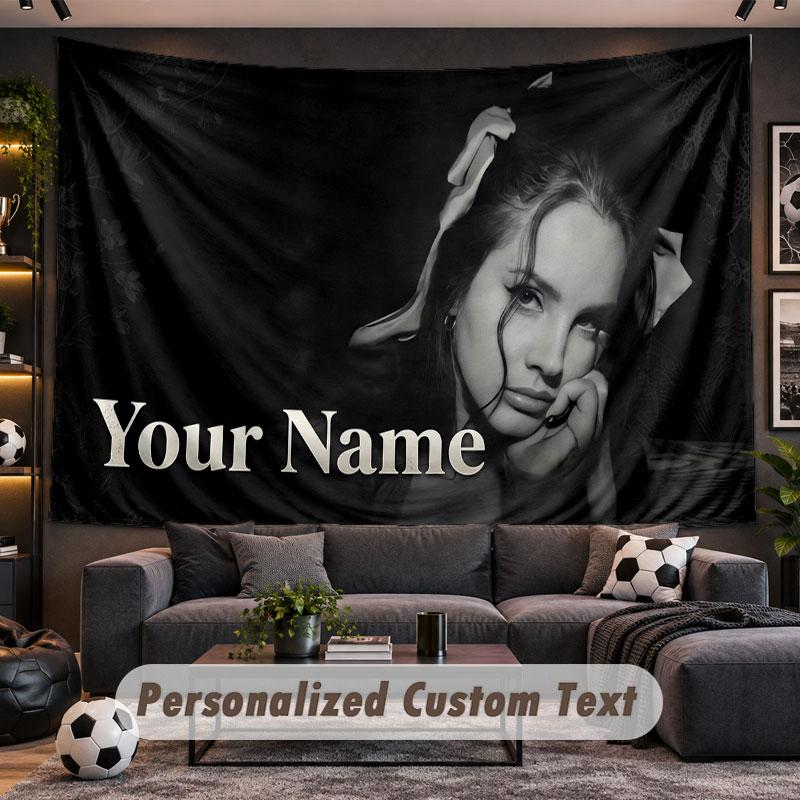 Wall Hanging Tapestry Custom NameLana Del Rey Pattern Personalized Printed Fabric Wall Decor