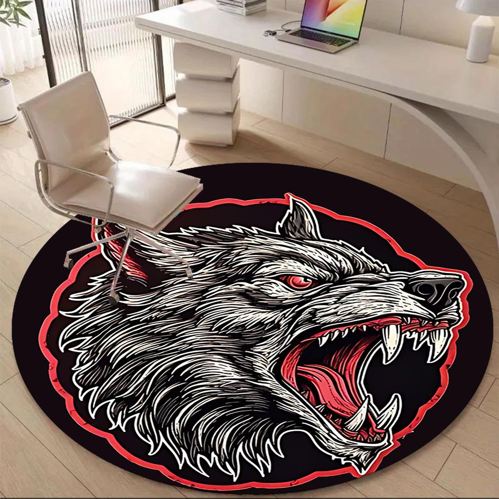 1 szt. Okrągły dywanik Wolfpack Alpha Office, Pod krzesła biurowe, Sypialnia, Salon, Wystrój domu, Dekoracja pokoju
