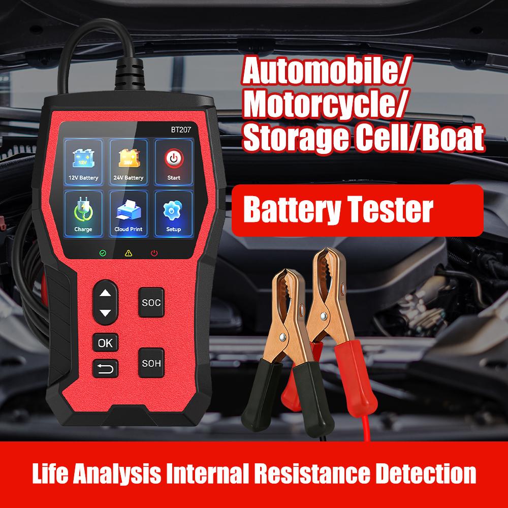 Auto Accessories 12V 24V LCD Digital Display Car Battery Tester Diagnostic Tool BT207 Cloud Print Intelligent Digital Automotive Battery Detector