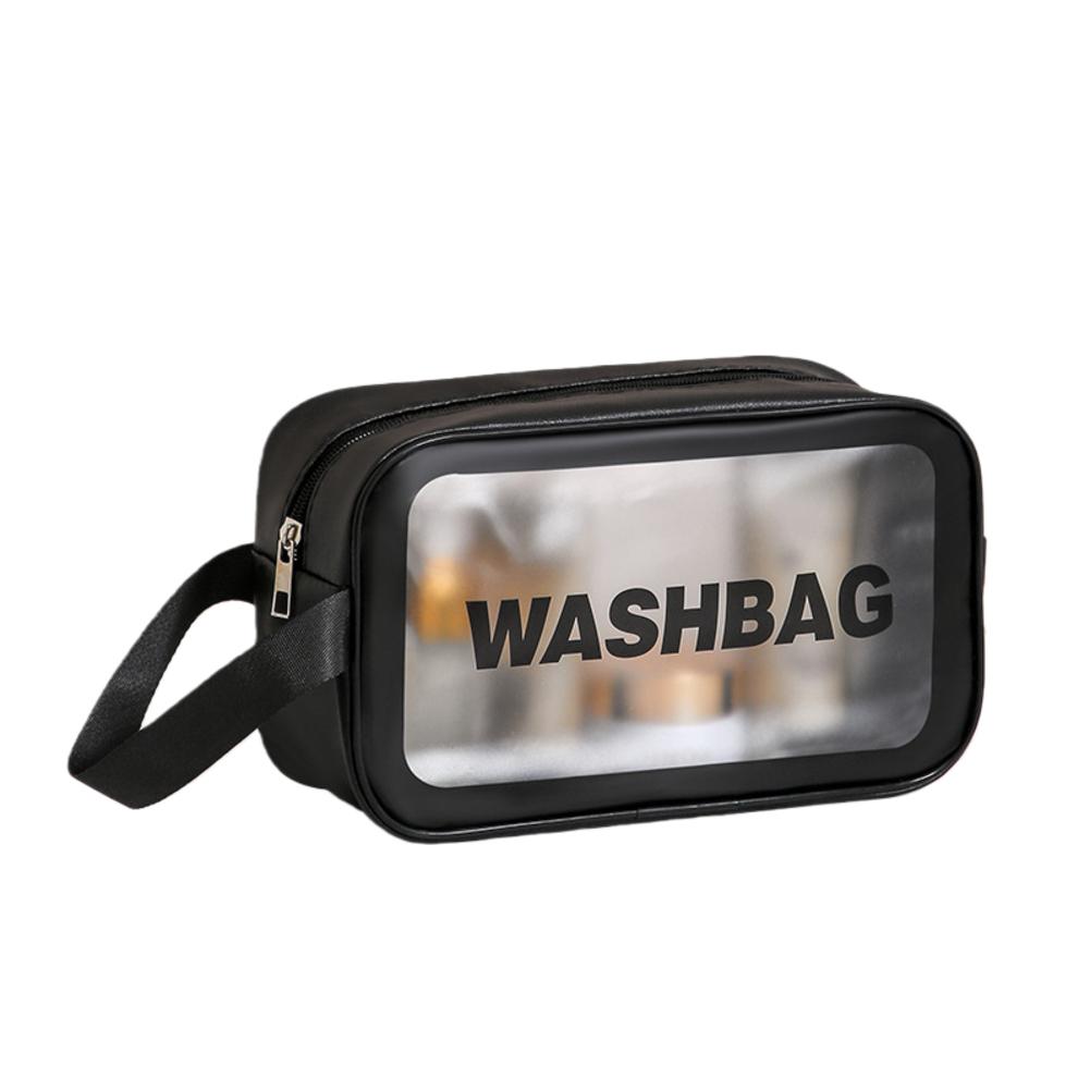 Easy Visibility Large Capacity Toiletries Bag Transparent Storage Black