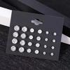 New 12 Pair Pack White Shiny Wedding Stud Earrings Set For Women Men Crystal Rhinestone Earrings Party Jewelry Accessories Gifts