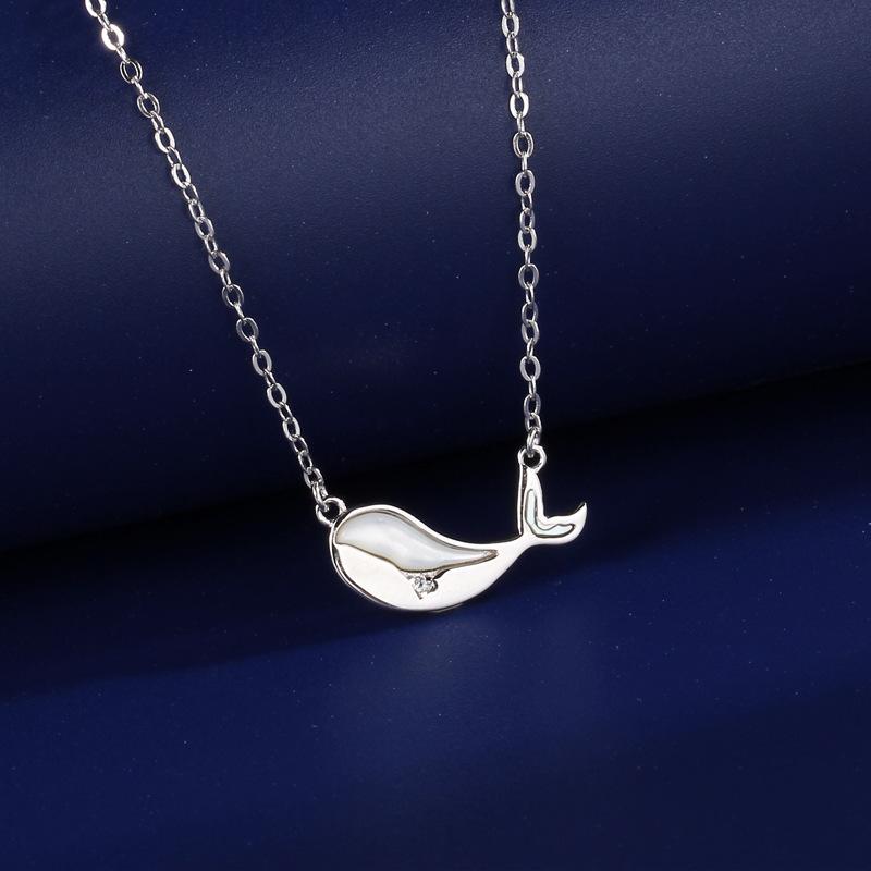 Whale Necklace Female Light Luxury White Fritillary Niche High-end Design Sense Collarbone Pendant for Girlfriend Birthday Gift