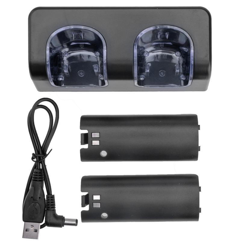 1 set Stazione di Ricarica a 2 Porte con 2 Batterie Ricaricabili da 2800mAh per Controller Gamepad Wii Dock di Ricarica per Wii