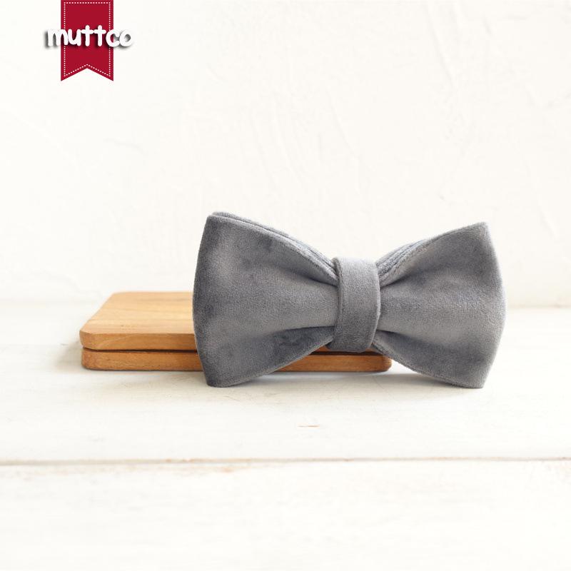 MUTTCO Grey Pet Bow Tie & Thickened Dog Collar Leash Set UBT-108 M