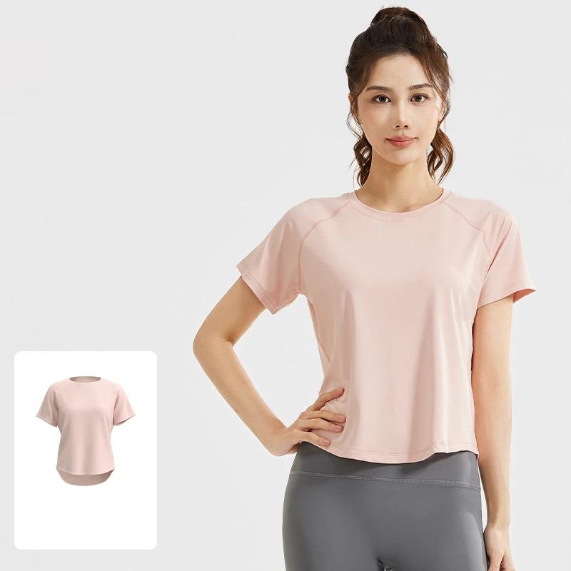 New summer loose mesh yoga short sleeved female breathable T shirt  running sports fitness top women