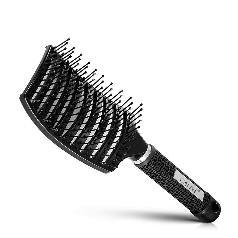 

Hair Comb Brush Professional Curved Vented Brush for Faster Blow Drying Paddle Detangling Brush for Wet Dry Curly Straight Hair чорний