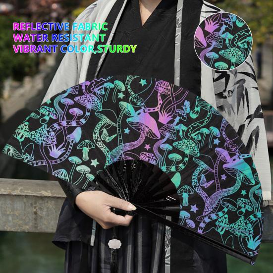 Folding Fan Portable Lightweight Decorative Bamboo Frame Reflective Butterfly Performance Hand Fan Party Decor