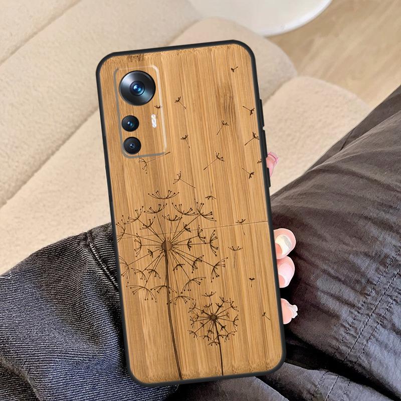Natural Bamboo Wood Animal Print Case For Xiaomi 14T 13T 11T 12T Pro 13 14 15 Ultra Cover For POCO F7 Pro F5 F6 X3 X5 X6 X7