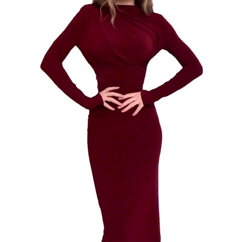 Spring 2025 European and American Women's Fashion High Waist Slimming Evening Dress