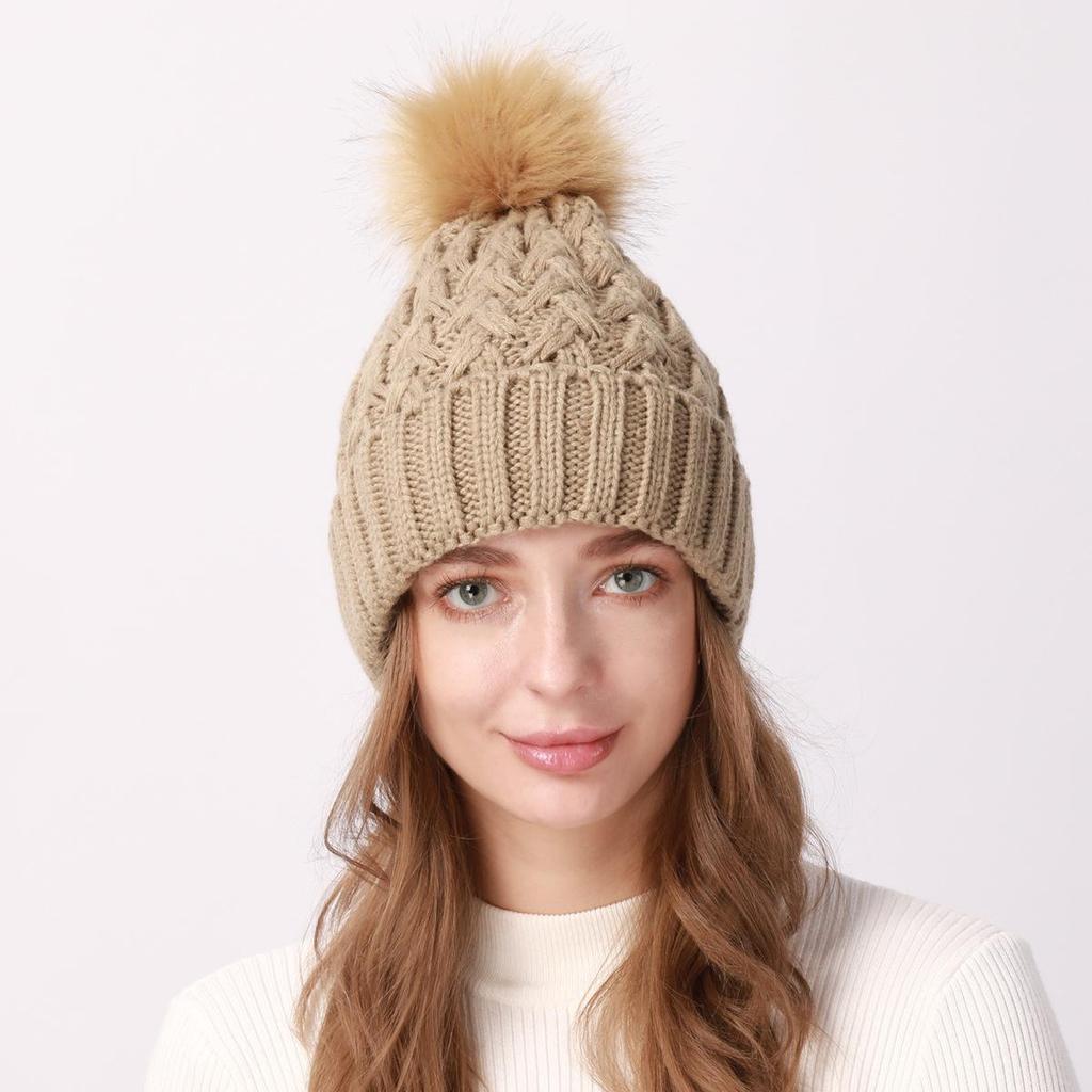 Dámska plyšová čiapka zo zhrubnutej vlny jeseň zima vonku chladuvzdorná pletená čiapka udržujúca teplo