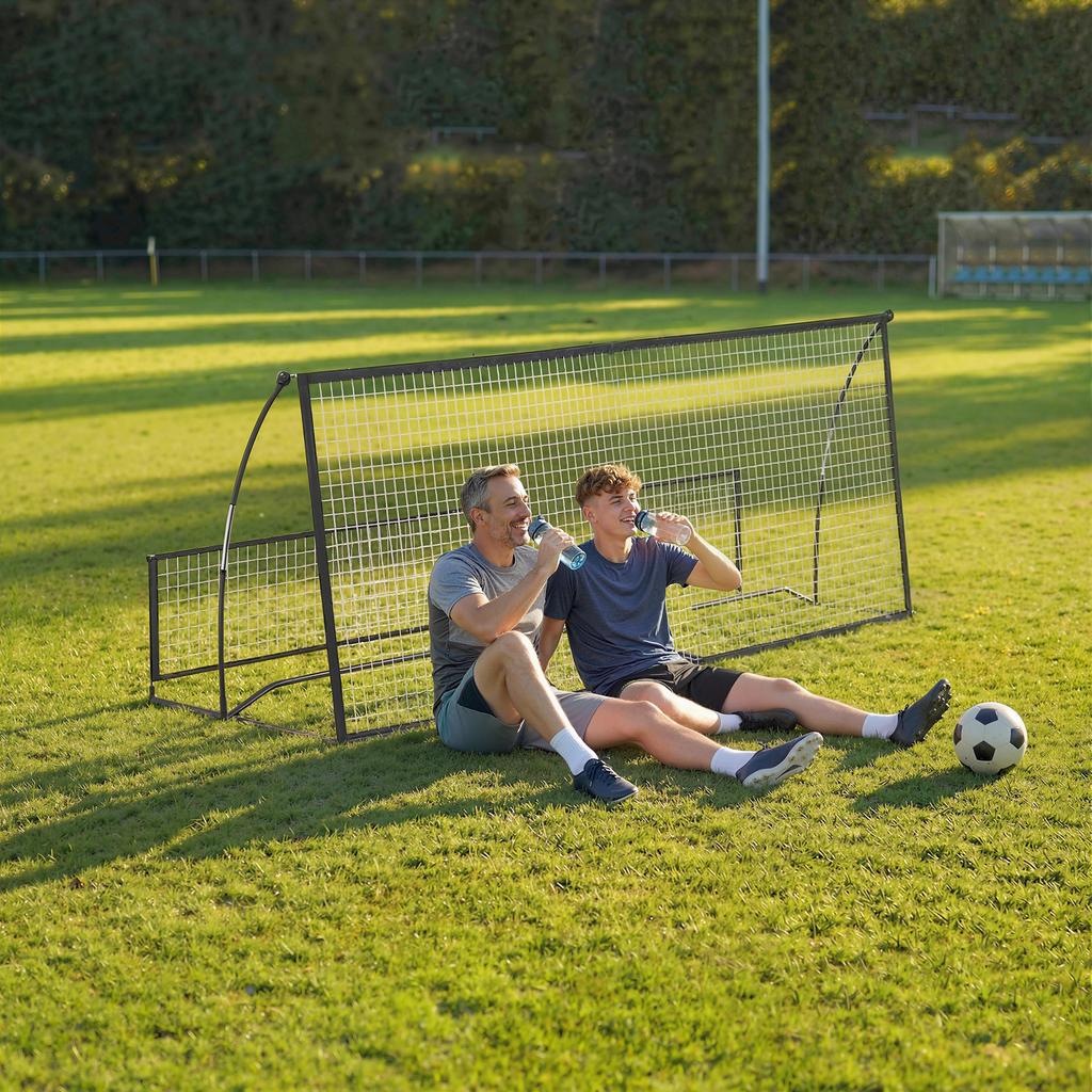 Football Rebounder, 2-in-1 Two-Sided Foldable Rebound Wall with Rebound Net, 200 X 94cm, Black