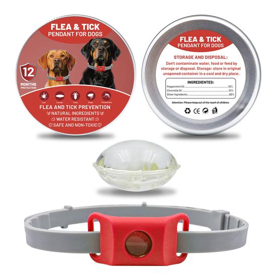 Flea Prevention Tag for Dogs Natural Ingredients Tick Repellent Tag Waterproof Collar Tag with 2 Refills Adjustable for Small Medium And Large Dogs