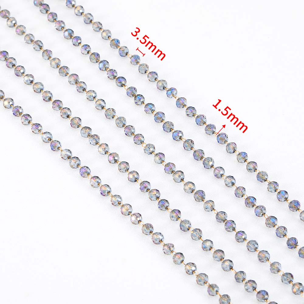 

1M Stainless Steel Pink Ball Beads Beaded Chain 4.5mm Glass Crystal Link Chains for DIY Bracelet Necklace Jewelry Making Supply 1 meter фиолетовый
