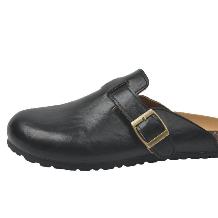 Platform-soled Boken Shoes with One Foot, Leather Bag Head and Half Slippers, Women's Outer Wear 2025 New Autumn Ugly Boken Slippers