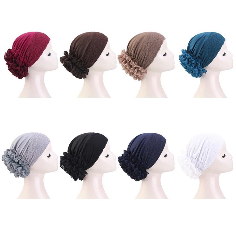 Soft Turban Hat Solid Color Pullover Hat Elegant Women's Hijabs  Women Headwear