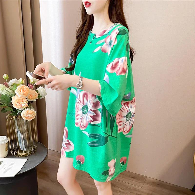 Sommer Vintage Print T-Shirt Mode Damen Übergroß Grafik Langarm T-Shirts Y2k Oberteile Harajuku Hip Hop Streetwear Jugend