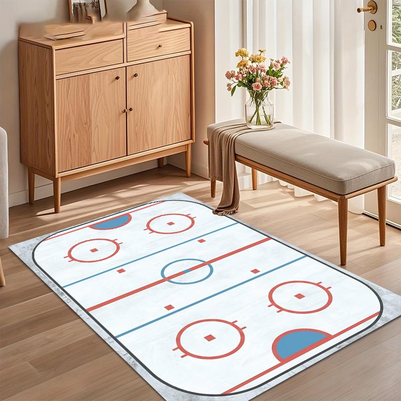 Area Rug Carpet Soft Non Slip Ice Hockey Rink Floor Mat for Bedroom Living Room Kids Room Home Decor Dorm Gift