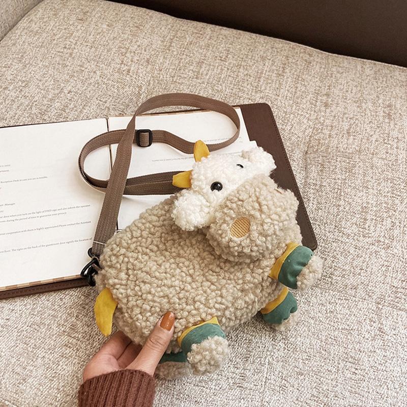 New Ins Cartoon Lamb Plush Shoulder Bag For Women