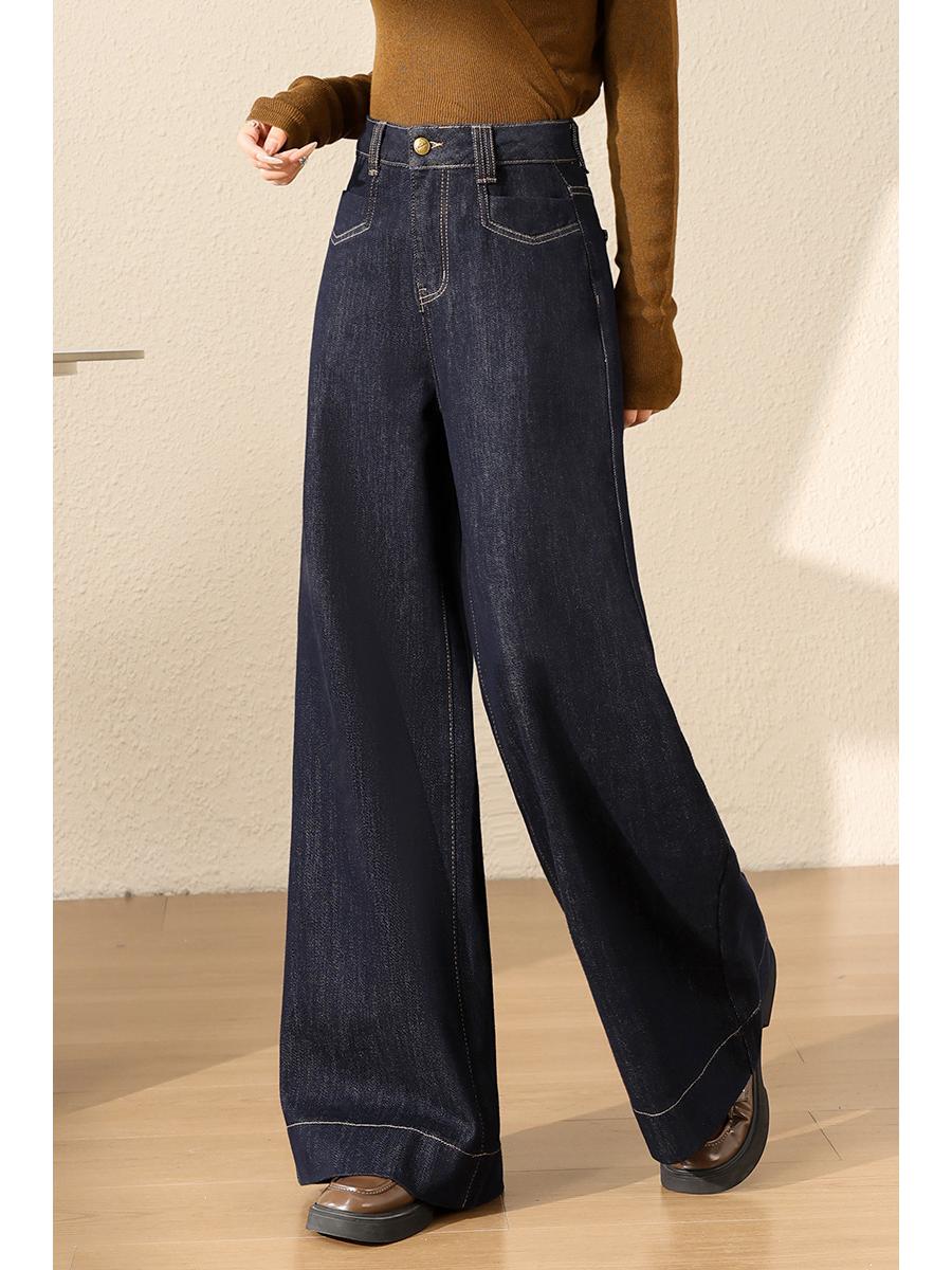 

Женские джинсы с высокой посадкой, микроклеш, буткат - Винтажный синий деним, Осень 2025 30