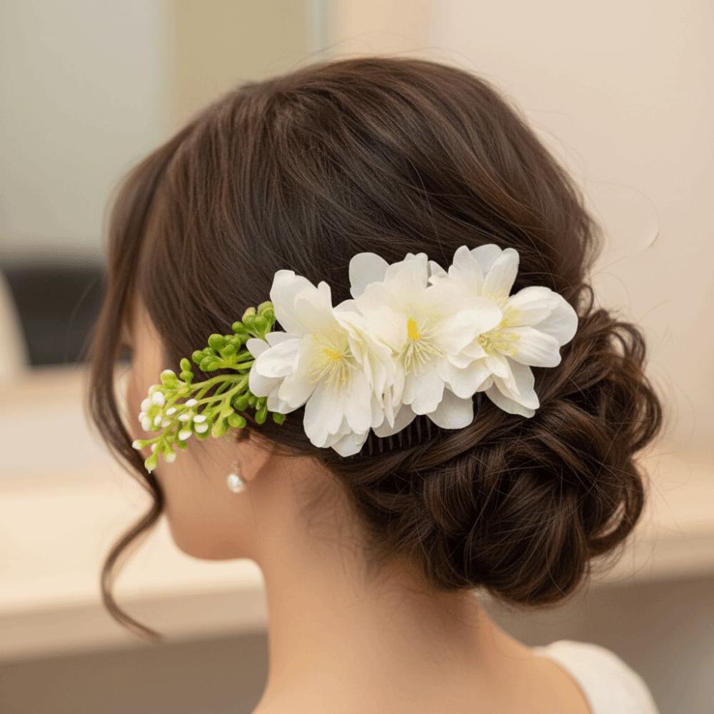 Multicolor Bridal Hairpin Simulated Flower Thai Hair Comb Elegant Flower Hair Comb  Thailand