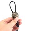 Mens Bolo Tie Necktie Faux Leather Braided Rope Necklace with Metal Round Flower Pendant Jewelry Cowboy Hat Accessories