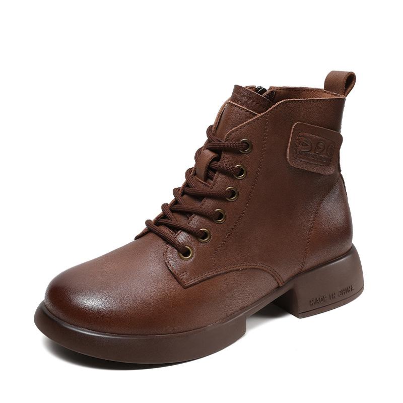 The first layer of cowhide short boots for women in the autumn and winter of 2025, the new retro leather British style Martin boots, and small leather