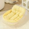Four-season cat sofa bed with ruffle design, soft and anti-hairball. Fits cats and small dogs, multiple colors available.