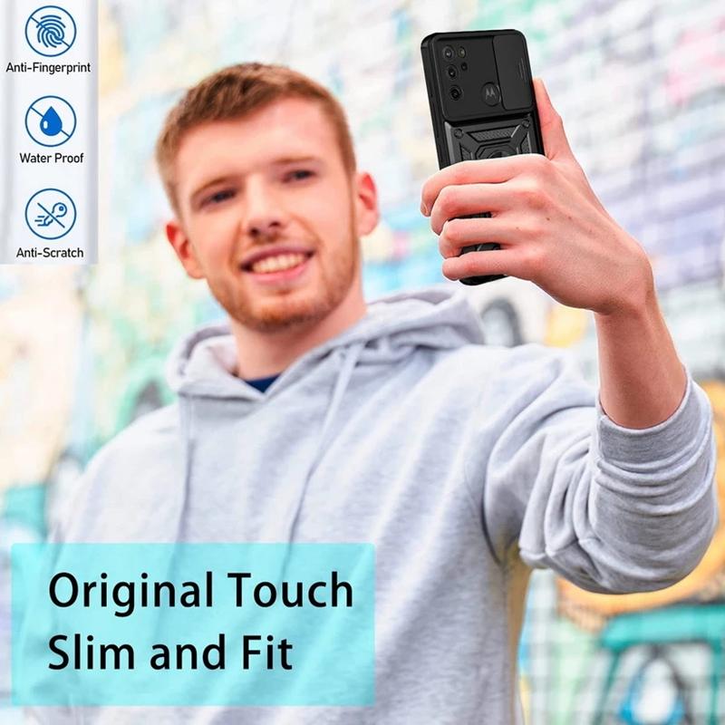 Slide Case Lens For Camera Motorola Moto G200 G100 G60 G60s G50 G30 G20 G52 Edge 20 Lite 30 Pro G9 Plus E7 Power Military Grade Shockproof Ring Armor