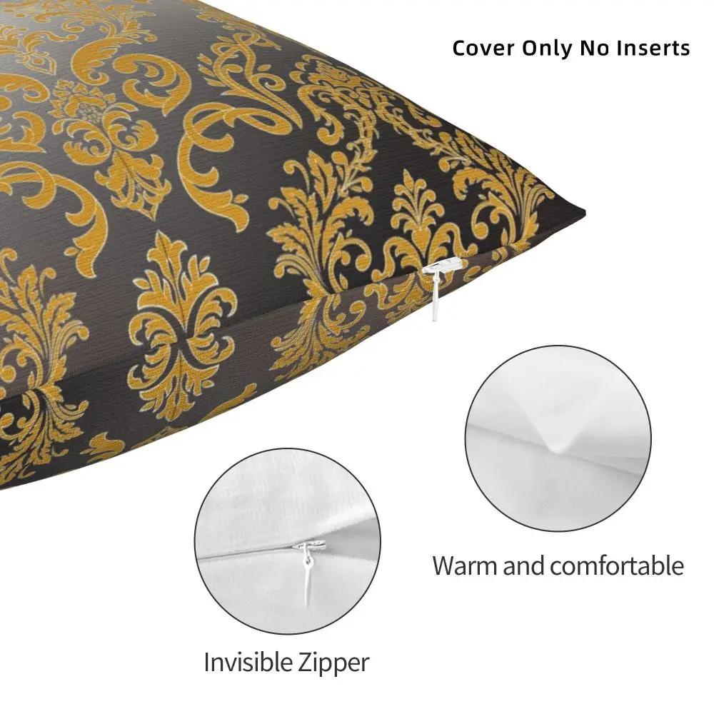 Greek Key Ornate Floral Baroque Black Silver And Gold Pillowcase Soft Cushion Cover Decor Pillow Case Cover Car Square