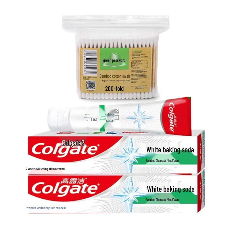 

Colgate Whitening Bamboo Charcoal Mint Toothpaste & Cotton Swabs Set