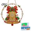 Handmade Christmas Home Decor Faux Diamond Art Ornament, DIY Santa Claus Sun Catcher Kit, Rhinestone Parent Child Interactive Crafts Xmas Wreath