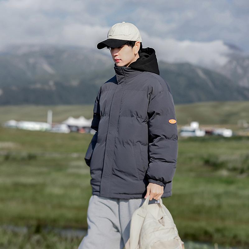 Fake Two-piece Cotton-padded Clothes Men's Thickened Down Cotton-padded Clothes Splicing Couple Hooded Cotton-padded Jackets Trendy Cotton-padded