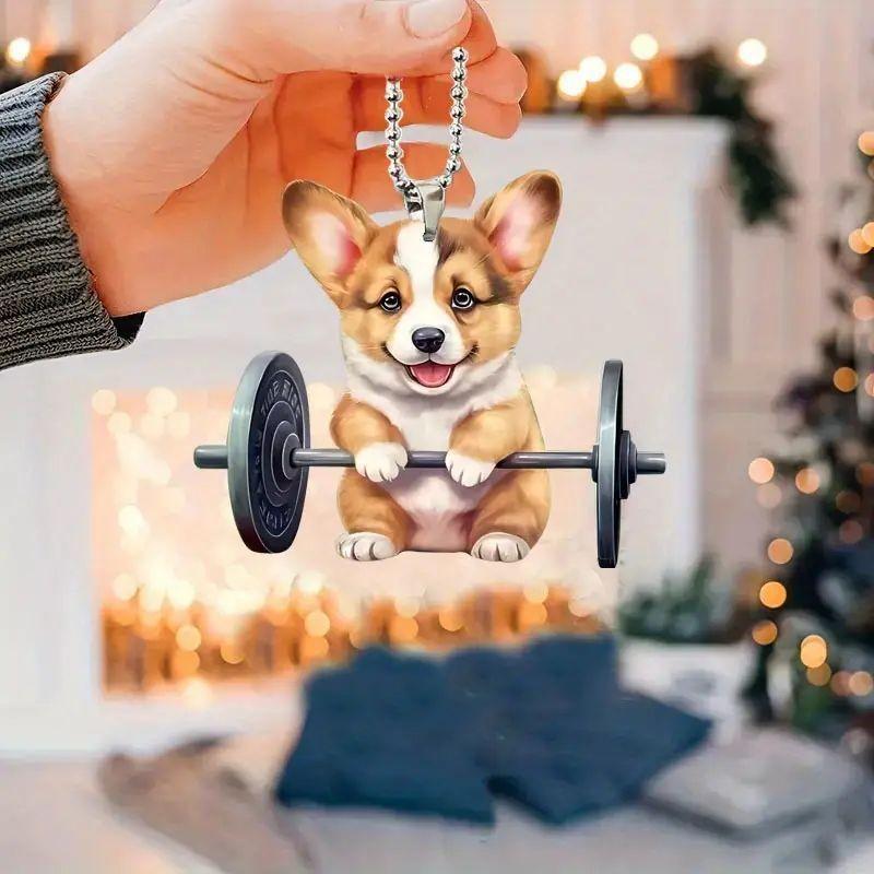 Whimsical Acrylic Cartoon Dog Car Decor Cute Hanging Accessory For Vehicles