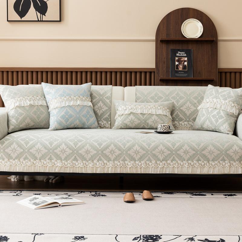 New French Cream Wind Sofa Cushion All Seasons Universal Light Luxury Non-Slip Premium Lace Sofa Cover Cover