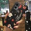 Ring Dirt-resistant Phone Case For Oukitel C33 Fashion Design Wrist Strap Lanyard Phone Holder Kickstand Silicone Flower