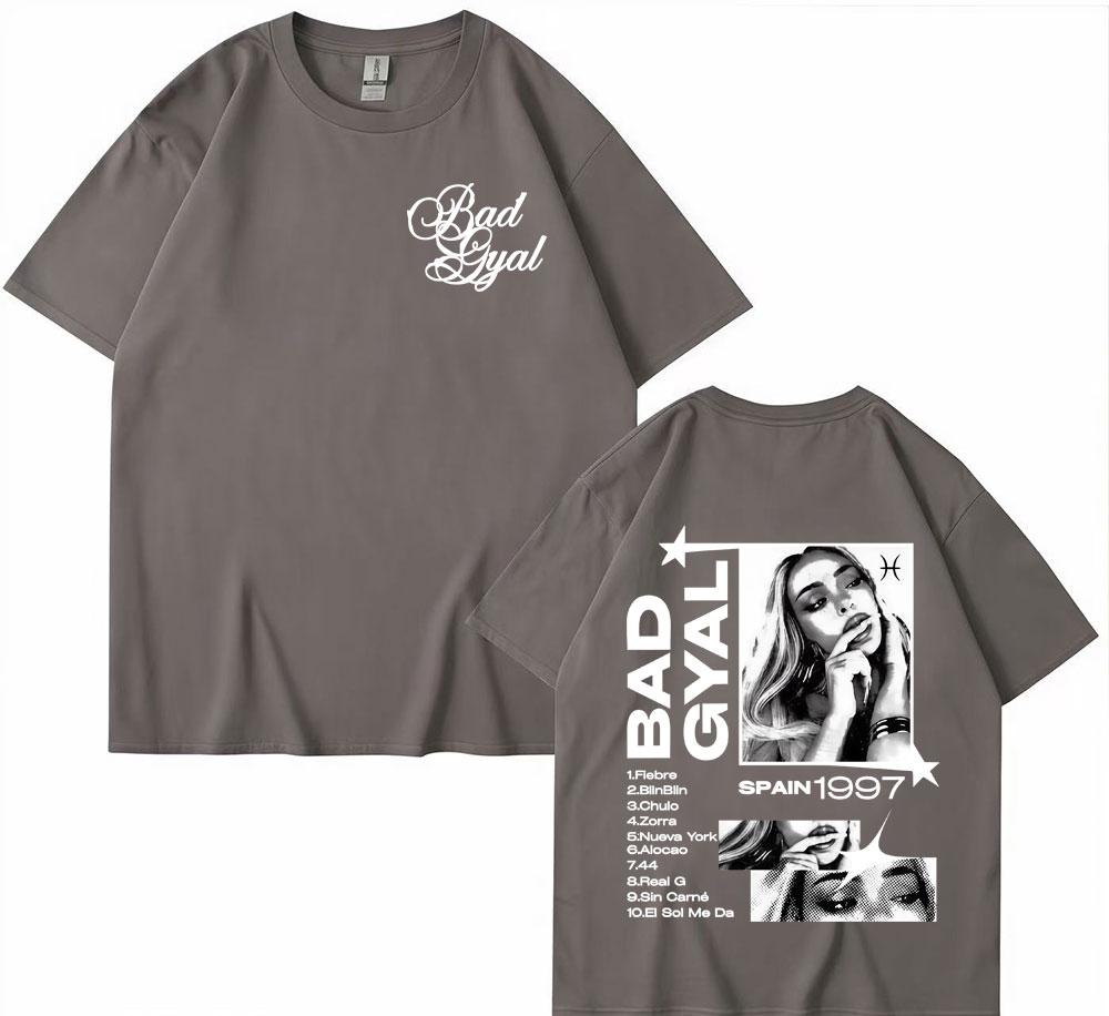 Singer Bad Gyal Album Tour 2025 Graphic T Shirts Unisex Women Vintage Hip Hop Classic Pop Music Tshirt High Quality Loose T Shirt