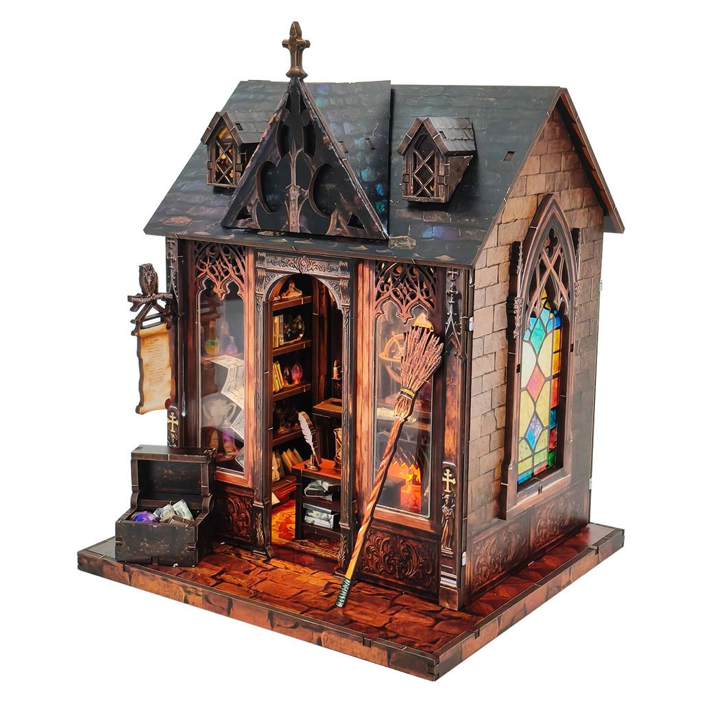 DIY Wooden Miniature Model Kit Magic Cabin Villa 3D Puzzle Doll Houses With Furniture Lights for Adults Birthday Gifts