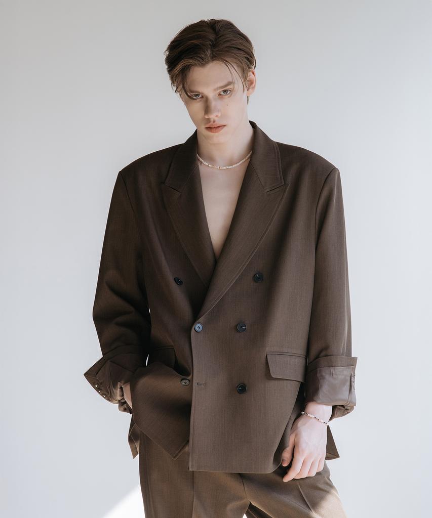 Decoroso Cier Peaked Double Overfit Jacket [Brown]