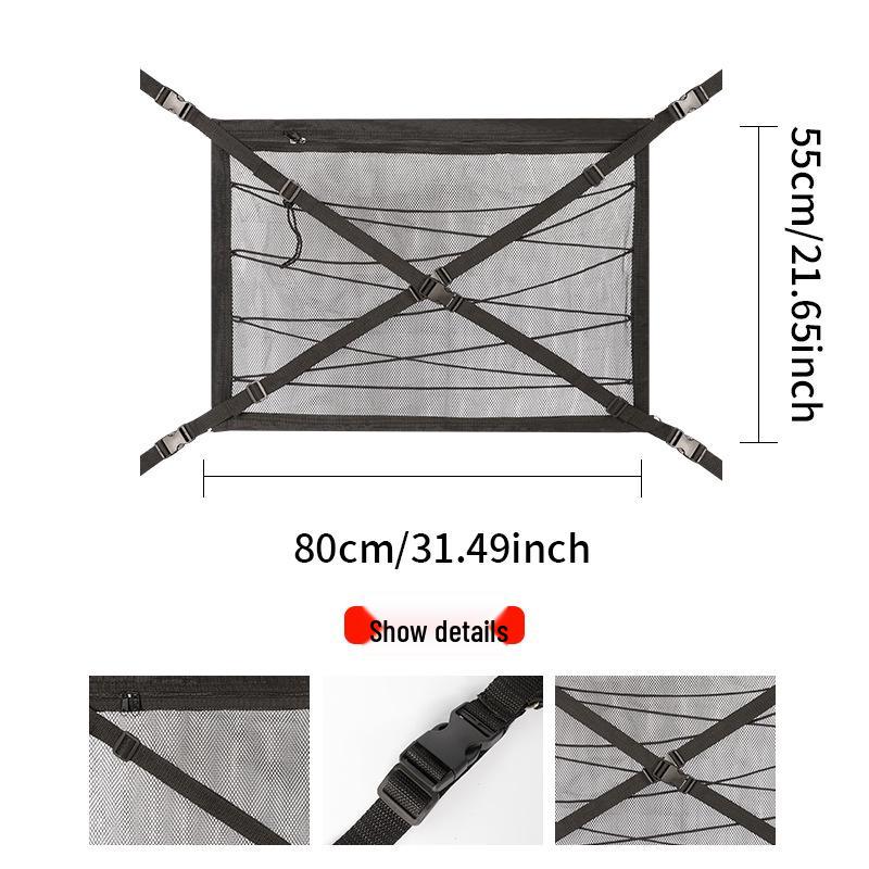 Car Roof Storage Mesh Pocket with Cross Direct Buckle - Dual Use Net for Car Roof Storage