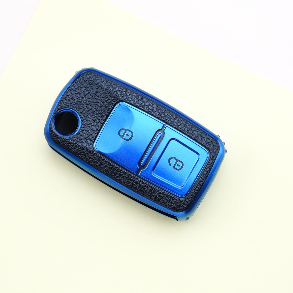 2 Knappar Skal För VW Volkswagen Passat B5 B6 B7 Polo Jetta Lavida Tiguan Golf 4 5 6 MK6 för Skoda Octavia TPU Läder Bilnyckelfodral Skydd